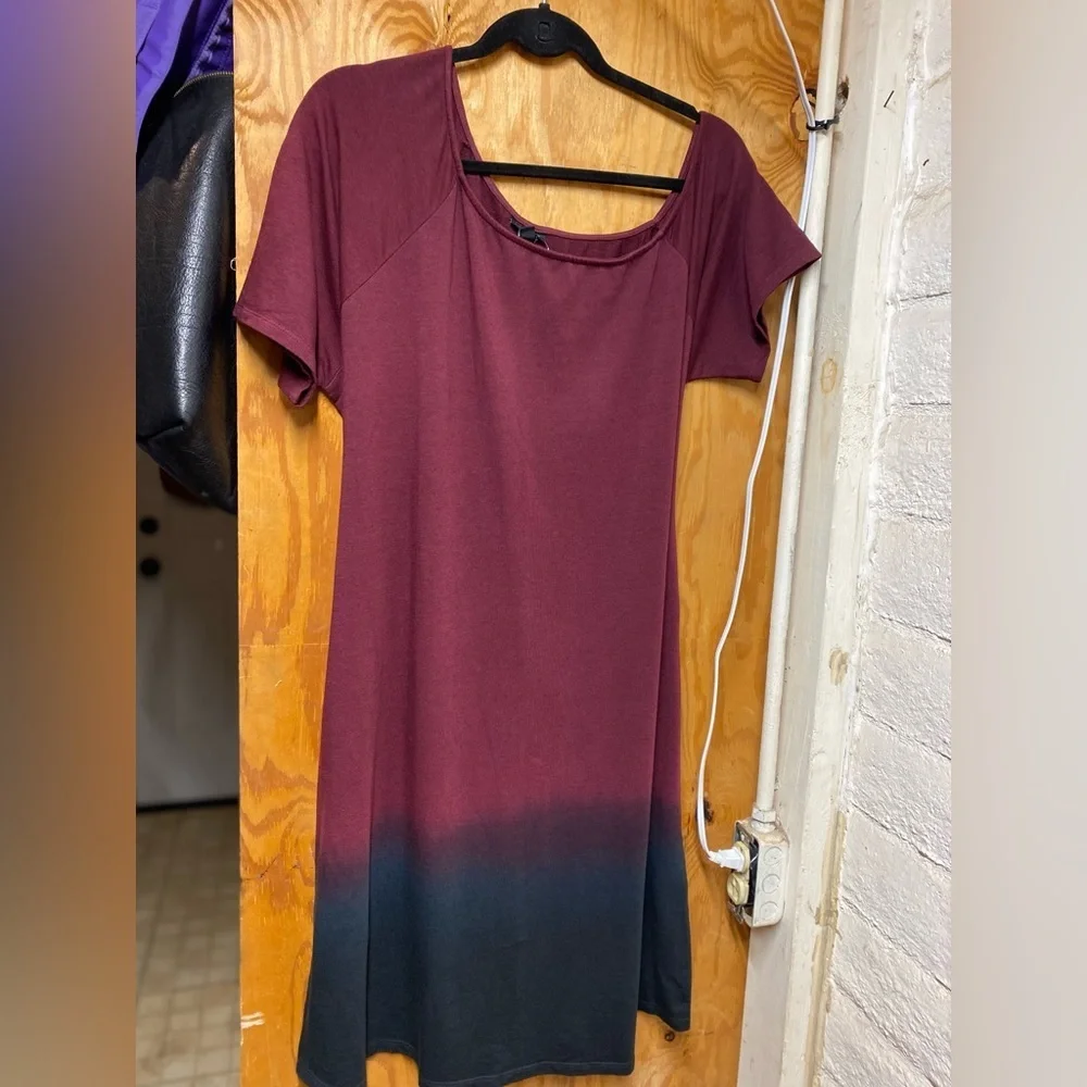 Nwt torrid burgandy dip dye off shoulder terry tshirt dress size 1x
